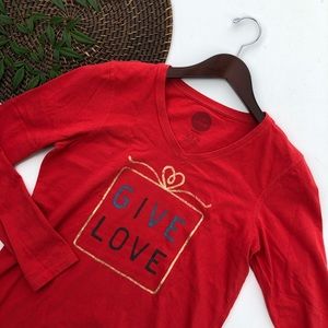 Life Is Good Shirt Red Long Sleeve Give Love Small